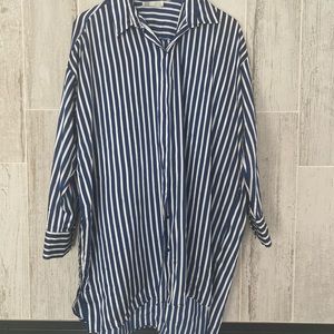 Zara silky striped tunic button up